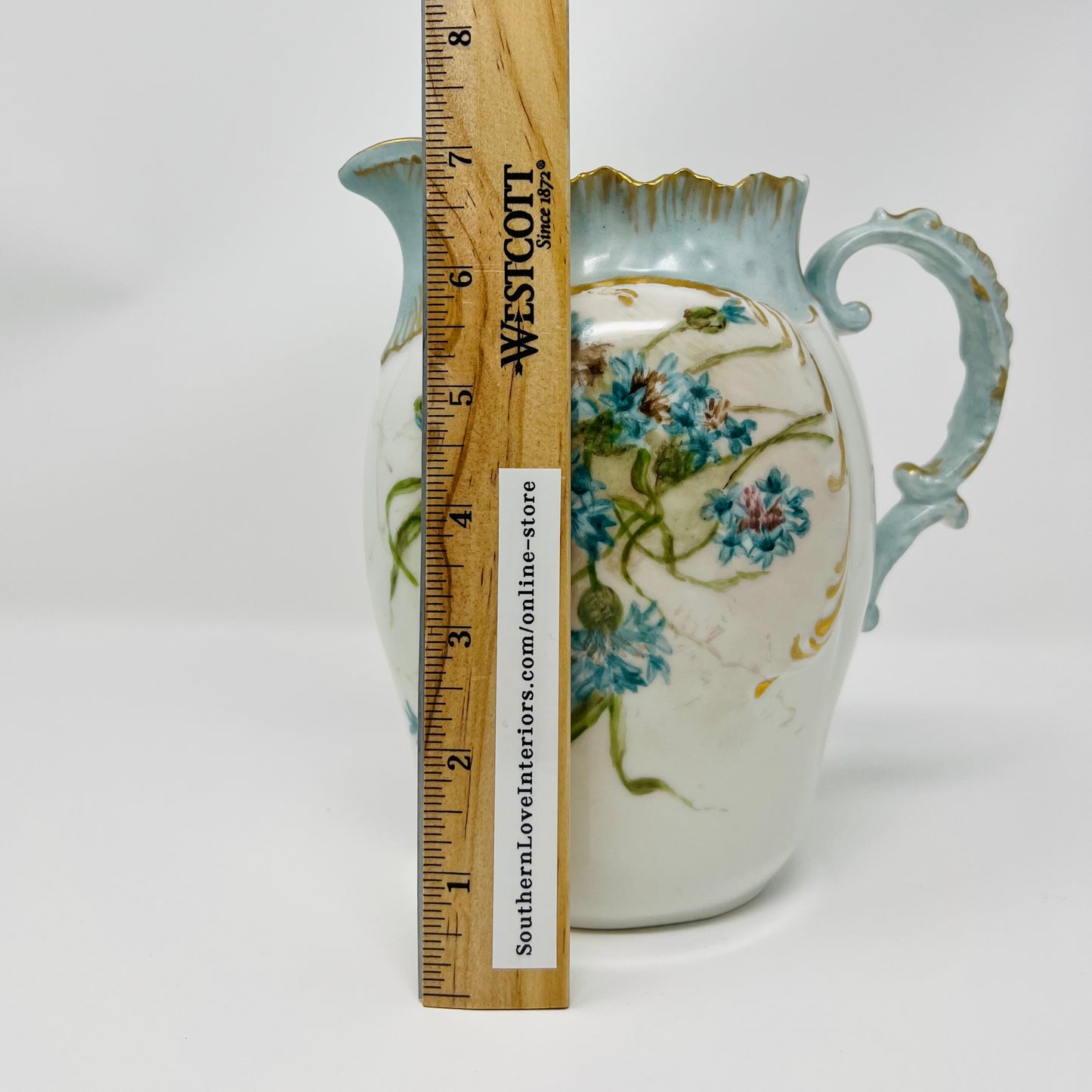 Limoges A L France Hand Painted Porcelain Pitcher