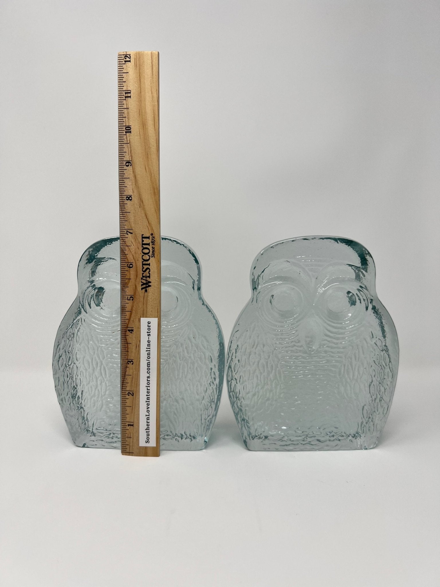 Blenko Owls Solid Glass Bookends - Southern Love Interiors