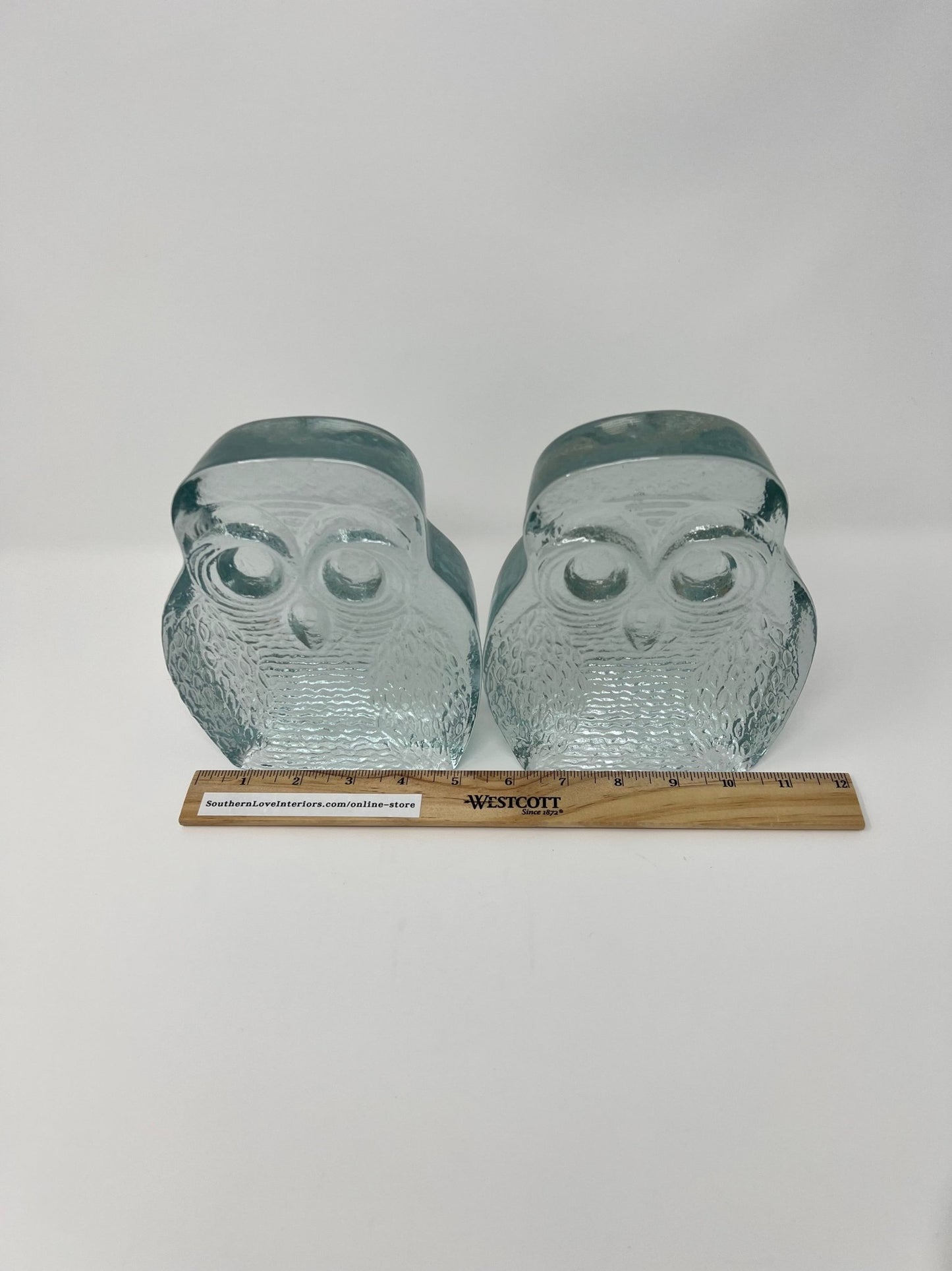 Blenko Owls Solid Glass Bookends - Southern Love Interiors