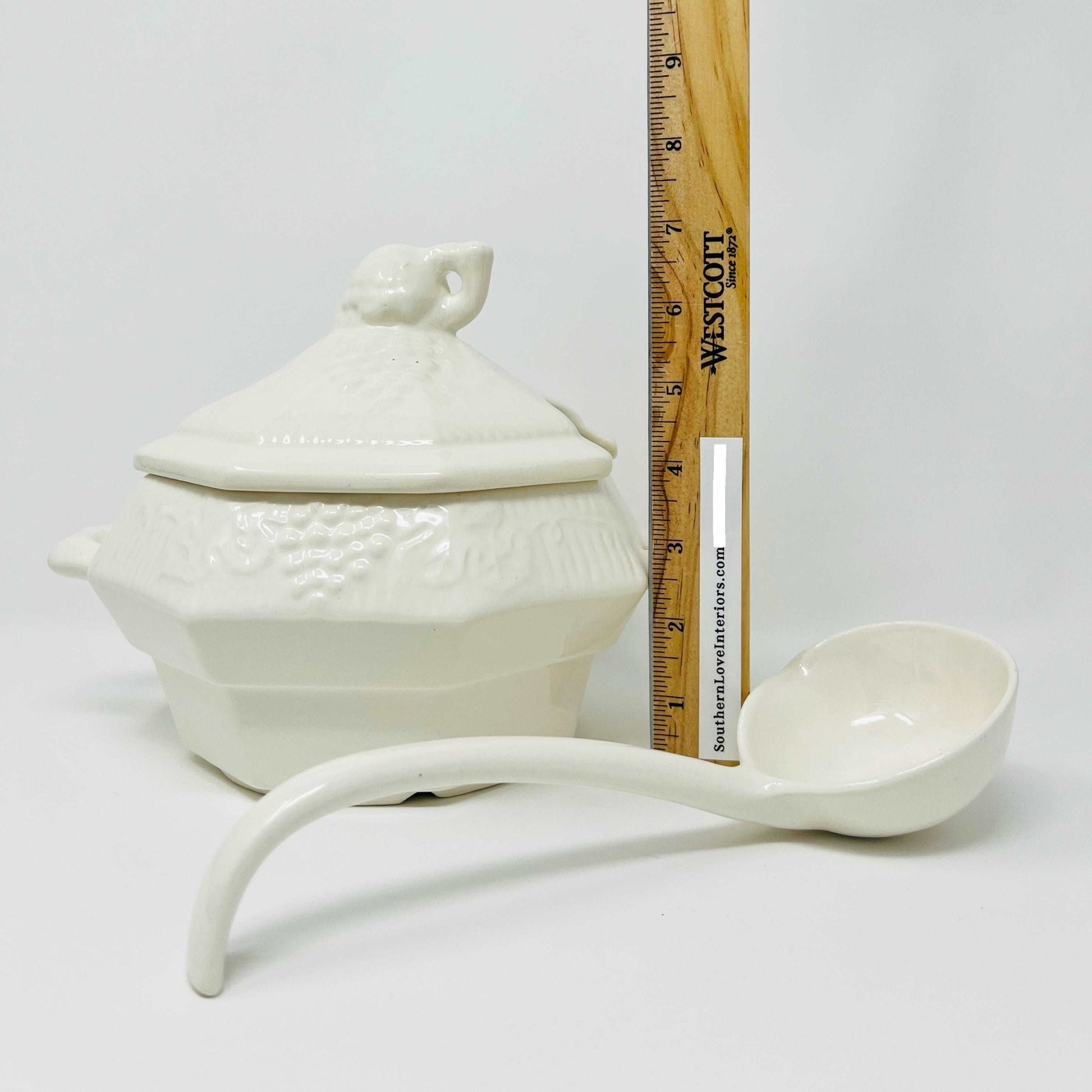 California Pottery USA #410 Soup / Gravy Tureen w/ Lid & Ladle Ceramic - Southern Love Interiors