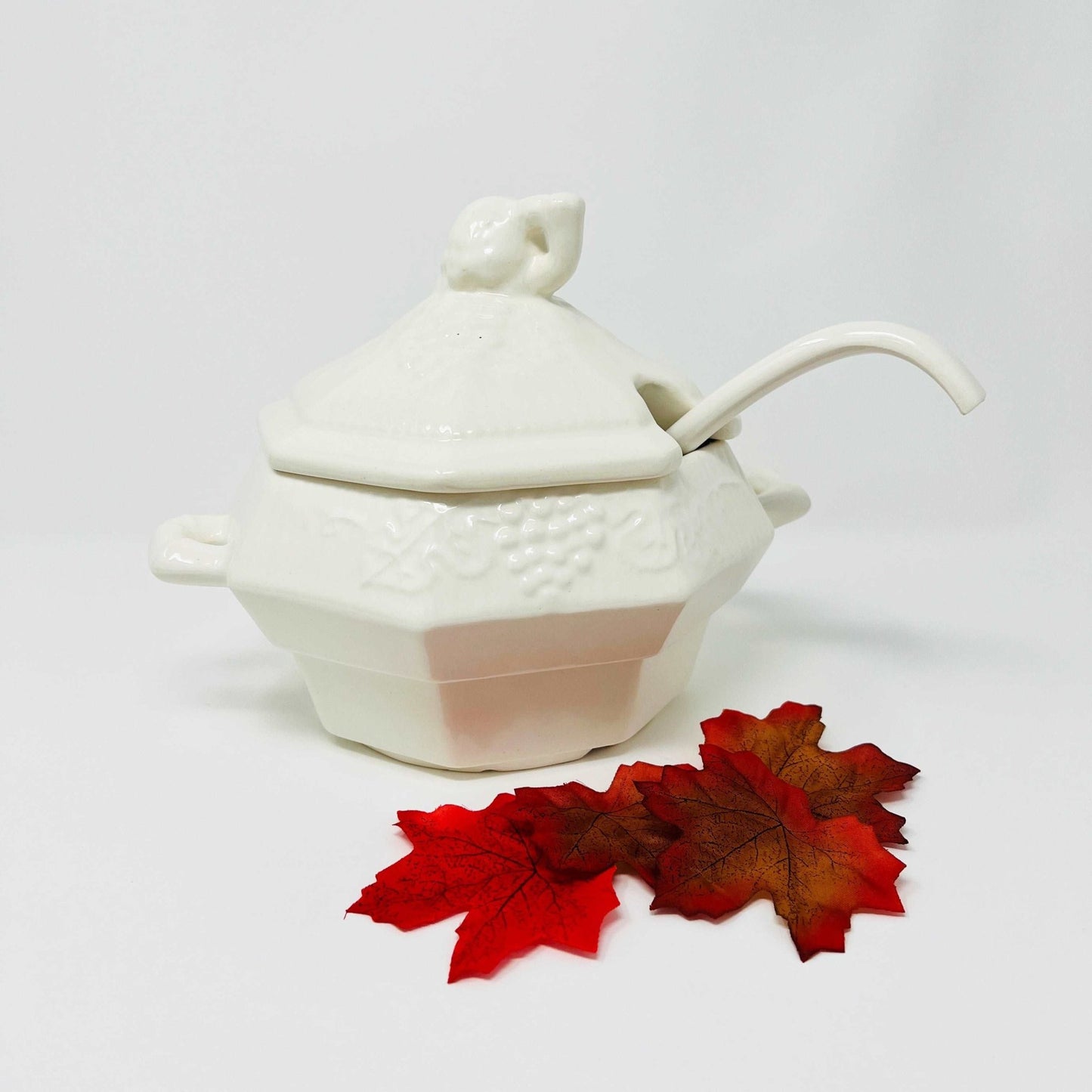 California Pottery USA #410 Soup / Gravy Tureen w/ Lid & Ladle Ceramic - Southern Love Interiors