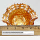 Fenton Marigold Amber Carnival Glass Blackberry Basket Weave Pattern Open Lacework Edge - Southern Love Interiors