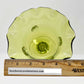 Green Hand Blown Glass Ruffled Top Compote with Applied Glass Trim - Southern Love Interiors