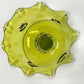 Green Hand Blown Glass Ruffled Top Compote with Applied Glass Trim - Southern Love Interiors