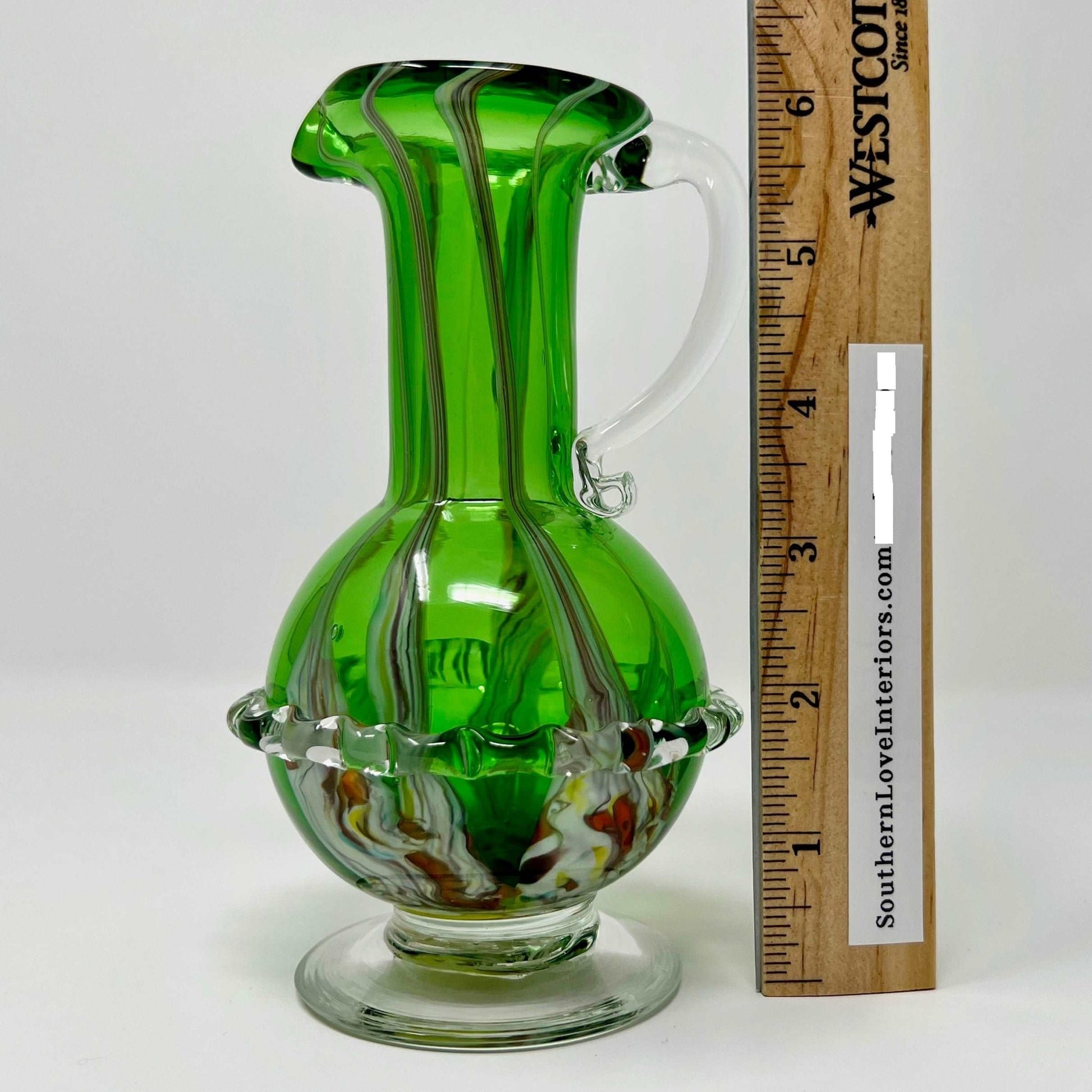 Green Pitcher Blown Glass Murano Style - Southern Love Interiors