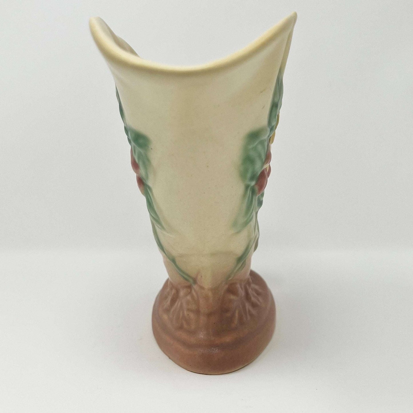 Hull Pottery Cornucopia Vase Vintage Wildflower Matte Cornucopia W7 - 7 1/2 Vase Yellow, Peach Luster - Southern Love Interiors