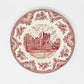 Johnson Bros. England 1883 Transferware Red & White Plate in the "Old Britain Castles" series - Blarney Castle in 1792 - Southern Love Interiors