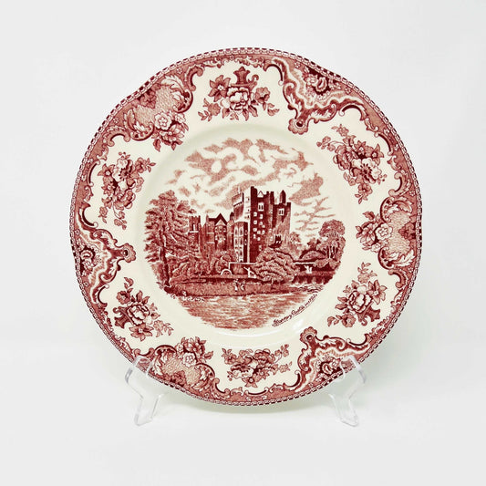 Johnson Bros. England 1883 Transferware Red & White Plate in the "Old Britain Castles" series - Blarney Castle in 1792 - Southern Love Interiors