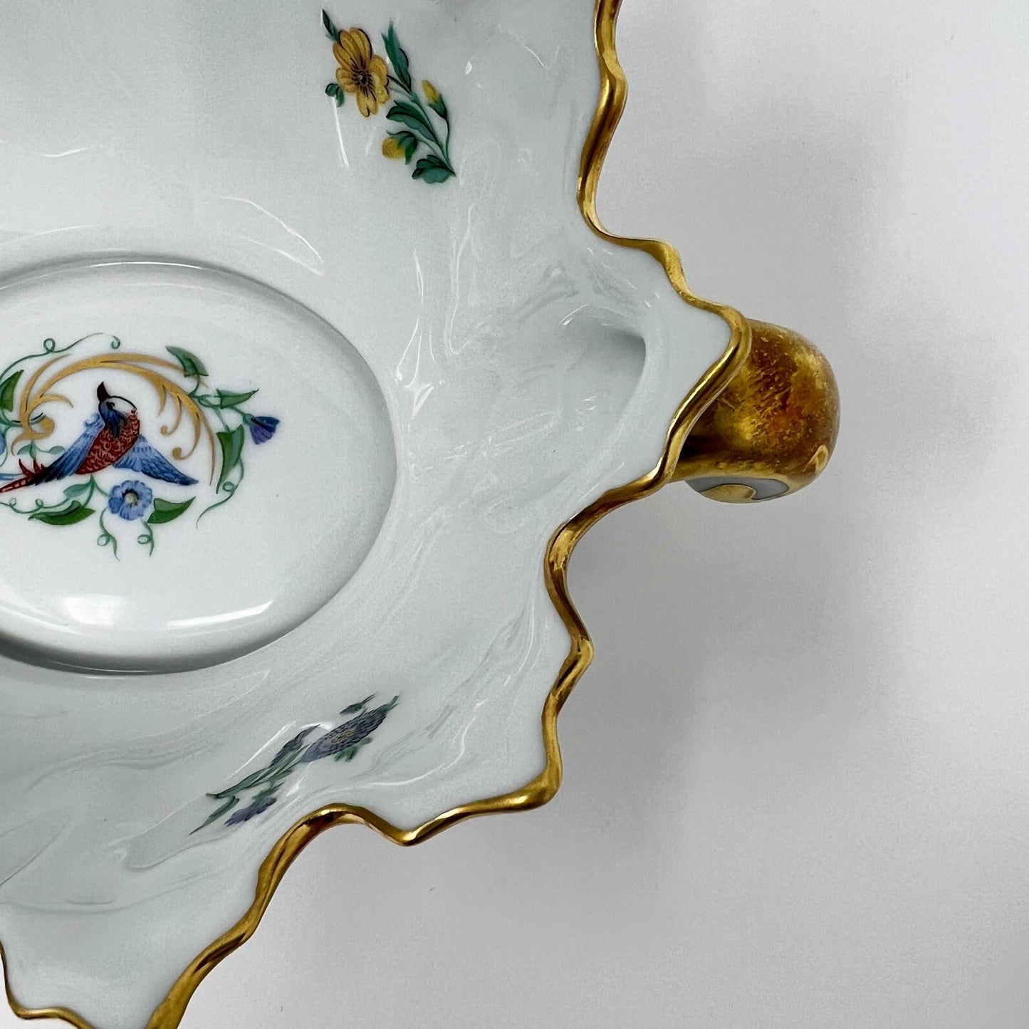 Limoges Castel France Porcelain Bowl with Gold Trim Bird and Flowers Bowl with Gold Accents - Southern Love Interiors